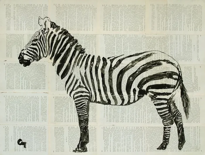 Zebra. (2015) Gouache painting by Marat Cherny