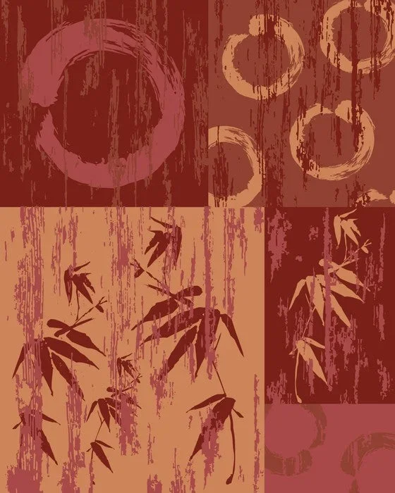 Zen circle and bamboo red