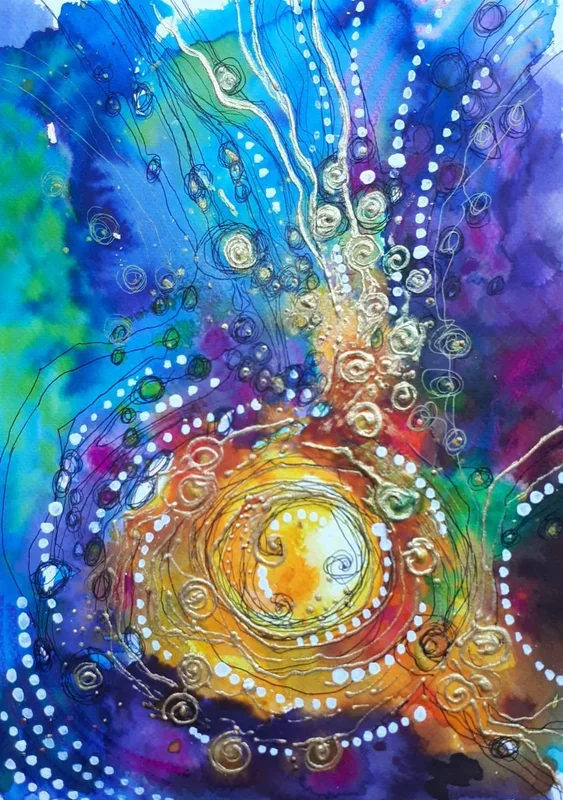 Zest for Life 7. (2018) Mixed-media painting by Simon Tünde