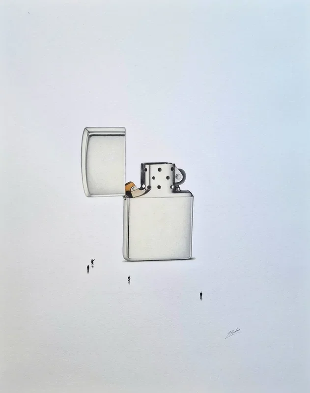 Zippo Lighter: Steel (2024) Pencil drawing by Daniel Shipton