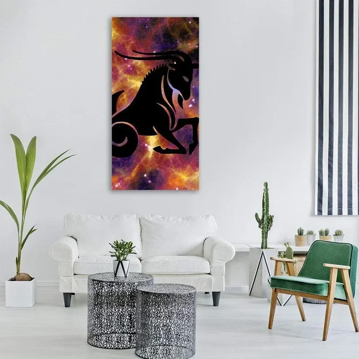 Zodiac Symbol Of Capricorn Vertical Canvas Wall Art
