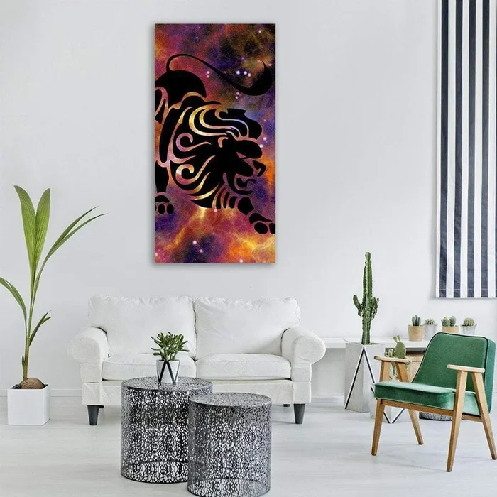 Zodiac Symbol Of Leo Vertical Canvas Wall Art