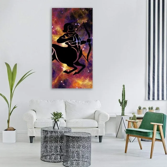 Zodiac Symbol Of Sagittarius Vertical Canvas Wall Art